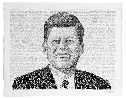 John F. Kennedy “Ask Not” Inaugural Address 16” x 20” Original Pen-and-Ink Artwork by Daniel Duffy 